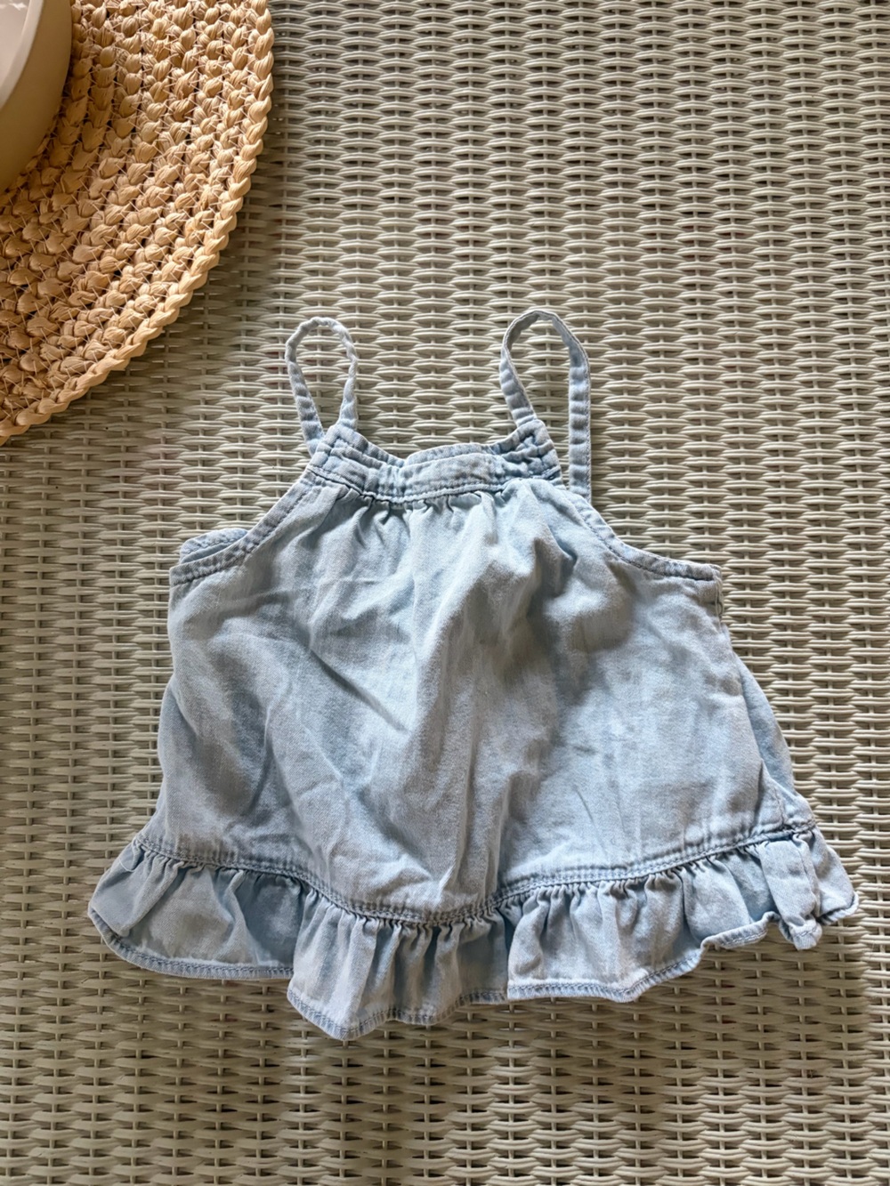 GAP Light Blue Denim Ruffle Romper Top